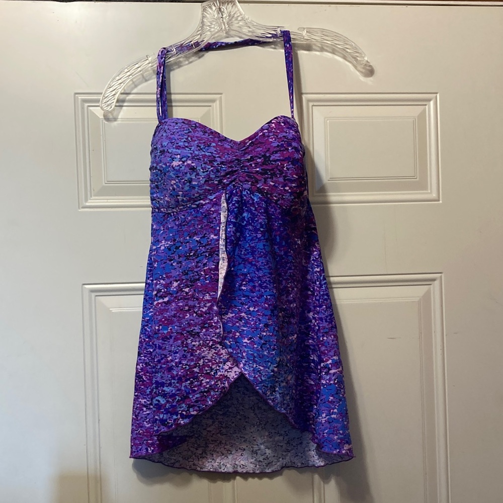 Venus Purple Floral Twist-Front Tankini Top 8